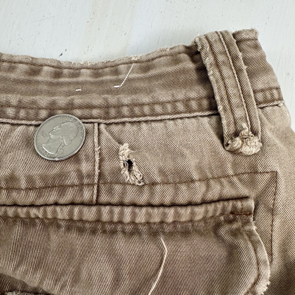 VTG Y2K Distressed Aeropostale Cargo Shorts Men 33 Beige Khaki Cutoffs Tag 34 - Picture 15 of 15